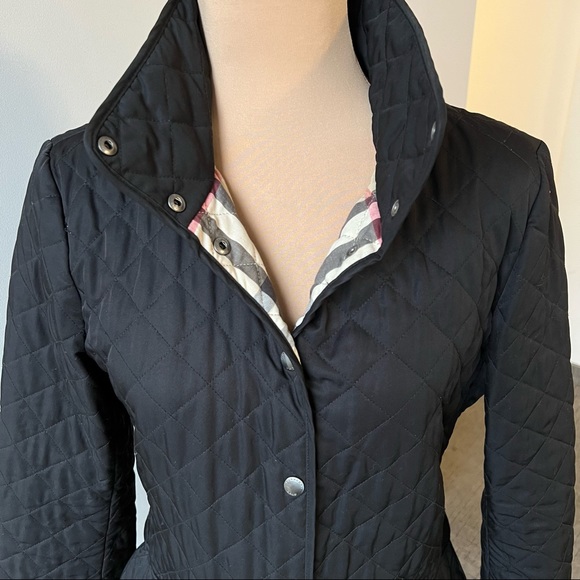 Burberry Brit Black Quilted Jacket w/ Nova Plaid Lining - Picture 9 of 12